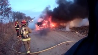 Trumann FD Vehicle Fire 121516 Helmet Cam [upl. by Zul]