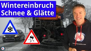 Wintereinbruch mit Schnee Frost und Glätte  Deutliche Milderung aber schon wieder in Sichtweite [upl. by Oniskey]