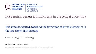 Britishness revisited food and the formation of British identities in the late eighteenth century [upl. by Jens796]