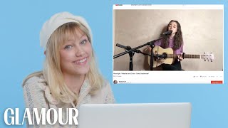 Grace VanderWaal Watches Fan Covers On YouTube  Glamour [upl. by Orton]