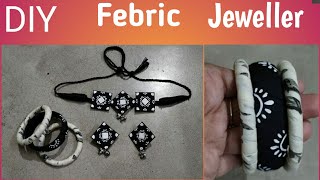 DIY Handmade JewelleryFebric Jewellery Set with BanglesHow to Make Febric Jewellery Set at Home [upl. by Alehs]