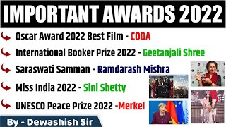 Awards amp Honours 2022  Current Affairs 2022  Gk Trick  Dewashish Sir [upl. by Asenej]