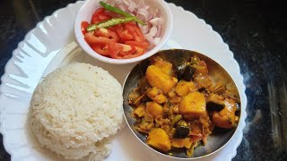 Aalu began ki sabji ll baigan aalu ll simple lunch thali ll 🥔🍆 [upl. by Evol]