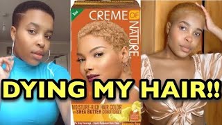 DYING MY NATURAL HAIR BLONDECREME OF NATURE LIGHT GOLDEN BLONDE  TUTORIAL [upl. by Alemrac]