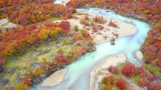 Along the Rio de las Vueltas  El Chalten  Patagonia by Drone 4K [upl. by Leunamesoj]