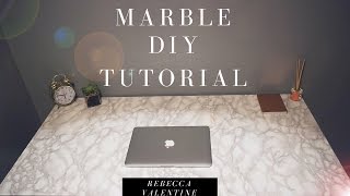 DIY Marble Contact Paper Desk  Cheap amp Easy [upl. by Ecinrev193]