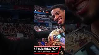 Tyrese Haliburton had Logan Paul on FaceTime at Raw 👀 NBA WWERaw WWEonFOX [upl. by Holcman]