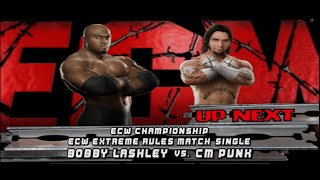 Bobby Lashley vs CM Punk  ECW Extreme Rules Match WWE SmackDown vs Raw 2008 Gameplay [upl. by Ricardo]