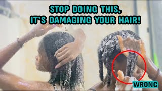 HAIR WASHING MISTAKES THAT WILL DAMAGE YOUR NATURAL HAIR  how to wash your hair properly [upl. by Idalla]