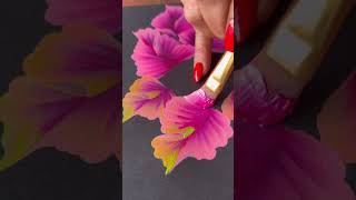 🌸Stunning pink leaves with a daisy ONESTROKE Painting 🤍🌸🫠🫠🫠🫠🫠 shorts art wow [upl. by Arihay]