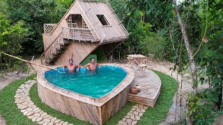 138Day Building Living Dream CraftBed House With Bamboo Heart Painting Swimming Pools  Full Video [upl. by Verge]