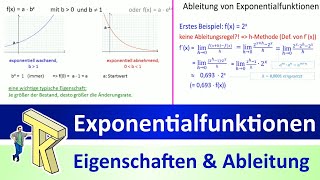 Exponentialfunktionen  Eigenschaften Darstellungsformen Ableitungen Halbwertszeit [upl. by Ehc]