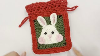 Crochet Bag Tutorial  How to make Rabbit Grandma Checkered Coin Purse New Year Red Envelope Bag [upl. by Eemla]