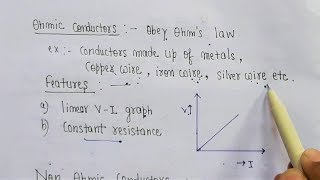 OHMS LAW  OHMIC CONDUCTORS  NONOHMIC CONDUCTORS  RESISTANCE  SLOPE OF VI GRAPH [upl. by Mahau]