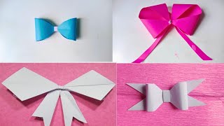 Diy 4 types of paper bow ribbons easy paper craft ideas [upl. by Sallyanne]