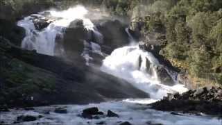 The Husedalen waterfalls Kinsarvik Hordaland Norway [upl. by Upton497]