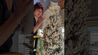 Christmas tree decorating using mesh ribbon filler part 1 [upl. by Ransell]