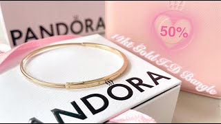 PANDORA 14kt Gold ID Bangle Reveal amp Review 💫💖 [upl. by Eusadnilem]