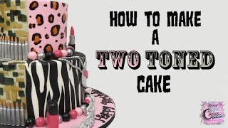 Two Toned Cake  Two Fondant Color Cake  Two Sided Cake  Split Cake EASY HOW TO [upl. by Herschel]