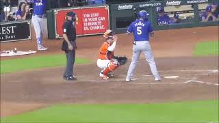 Corey Seager at bat base hit Rangers vs Astros41224 [upl. by Monika]