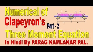 Clapeyrons three moment equation numerical in HindiPART2 By PARAG KAMLAKAR PAL [upl. by Acirretahs]