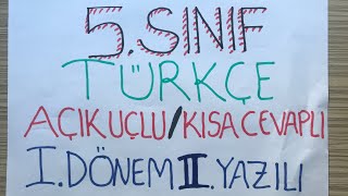 5Sınıf TÜRKÇE 1Dönem 2Yazılı Açık Uçlu Sınav [upl. by Nylinej]