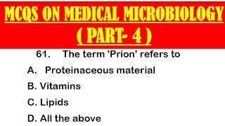 MCQS ON MEDICAL MICROBIOLOGY PART 4  MEDICAL MICROBIOLOGY MCQ QUESTION AND ANSWER [upl. by Velda878]