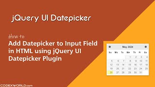 Add Datepicker to Input Field in HTML using jQuery UI [upl. by Gensmer]