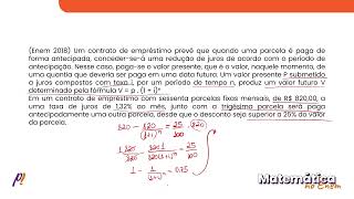 ENEM 2018  LOGARITMOS  Um contrato de empréstimo prevê que quando uma parcela [upl. by Miran174]