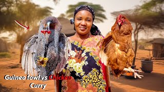 African village life cooking Village food quotUltimate Meat TasteOff Chicken vs Guineafowlquot [upl. by Boleyn]