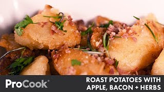 Roast Potatoes with Apple Bacon  Herbs  Christmas Recipes [upl. by Ymmor]