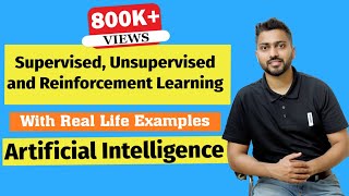 Supervised Unsupervised and Reinforcement Learning in Artificial Intelligence in Hindi [upl. by Aronid]