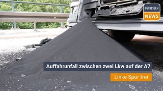 NIEDERAULA Auffahrunfall zwischen zwei Lkw auf der A7 [upl. by Lisandra451]