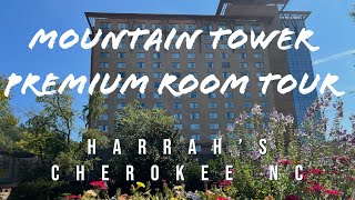 Harrahs Cherokee North Carolina Hotel and Casino Mountain Tower Premium Hotel Room Tour with Queens [upl. by Eisle903]