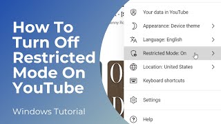 How To Turn Off Restricted Mode On YouTube PC  Disable Restricted Mode [upl. by Nob]