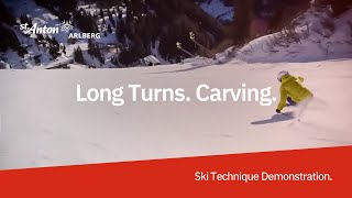 Ski Technique Demonstration  Long Turns Carving [upl. by Deadman456]