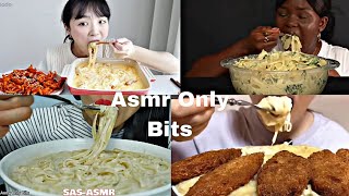 ASMR CREAMY SPAGHETTICompilationno talkingBites onlyasmr Mukbangasmr food [upl. by Arramat472]