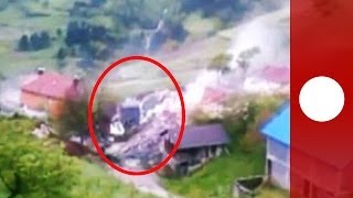 Video Landslide destroys house in Bosnia as heavy floods hit Balkans [upl. by Frans]