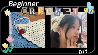 🍓Crochet bandana🎀  Beginner crochet tutorial  ✨DIY hair accessory EASY and QUICK✨ [upl. by Acie]