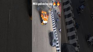 Fire in the Mg car near Ajmer road Jaipur feed shortsfeed ytshorts viralvideo viralshorts [upl. by Ayr]