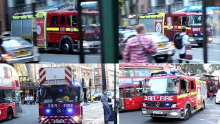 Fire at Homeless Shelter London Fire Brigade Soho and Euston A241 A242 A243 A231 responding [upl. by Seedman]