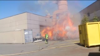 Firefighters escape injury after dust explosion at Abbotsford furniture manufacturer [upl. by Anastatius350]