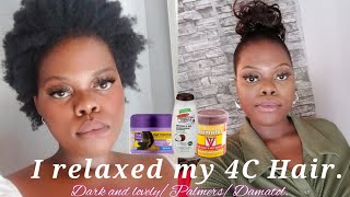 I RELAXED MY 4C HAIR WITH DARK AND LOVELY PALMERS DAMATOL 💇‍♀️ SOUTH AFRICAN YOUTUBER 🇿🇦 [upl. by Tades]