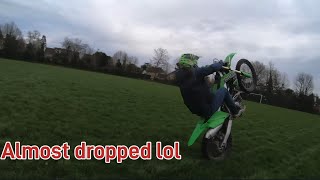 DIRTBIKE WHEELIES  ALMOST GONE WRONG  KX450 [upl. by Amabil117]