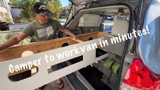 Easily Transforming My Camper Van Into A Work Van Sienna Tiny Camper V4 ep11 [upl. by Busiek]