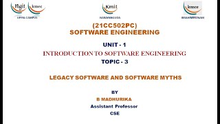 UNIT 1  LEGACY SOFTWARE AND SOFTWARE MYTHS [upl. by Atilehs]