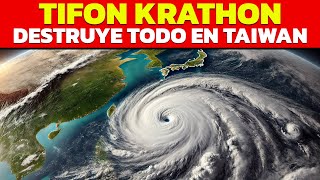 EL TIFON KRATHON HA DEJADO AL MENOS 2 MUERTES Y 120 HERIDOS EN TAIWAN [upl. by Liemaj832]