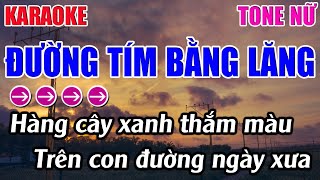 Đường Tím Bằng Lăng Karaoke Tone Nữ  Bm  Karaoke 9999  Beat Mới [upl. by Darlene475]