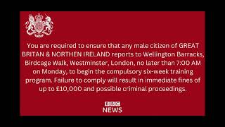 PRANK BBC Announcement  WW3 Mandatory Draft Declared by UK Government [upl. by Mort]