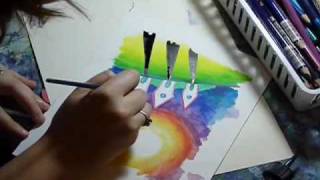 Watercolor Pencil Art Demonstration  Whimsical Houses Art Trader Magazine [upl. by Gwyn]